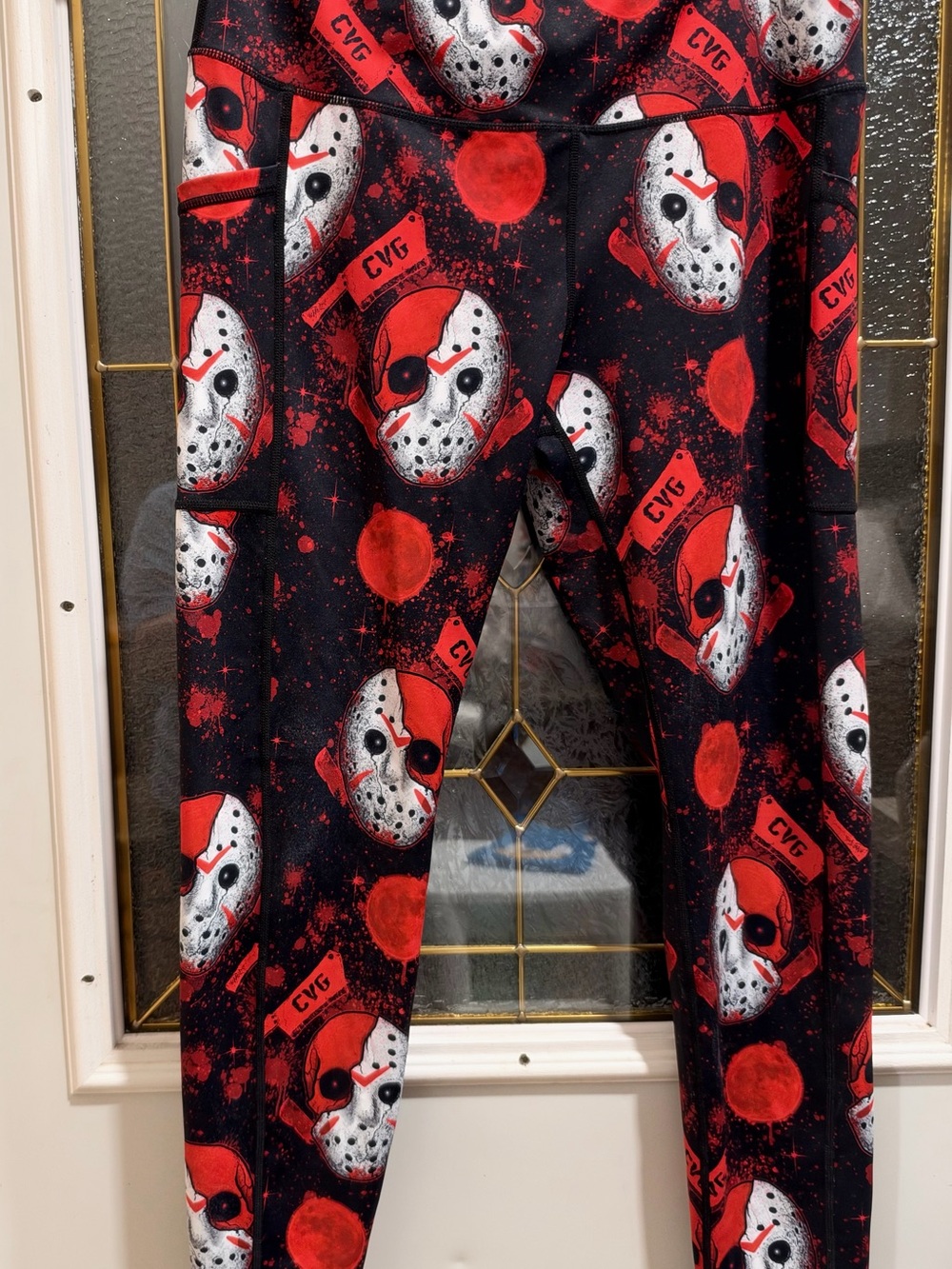 CVG Constantly Varied Gear Womens Halloween Slasher Jason Leggings Yoga Large